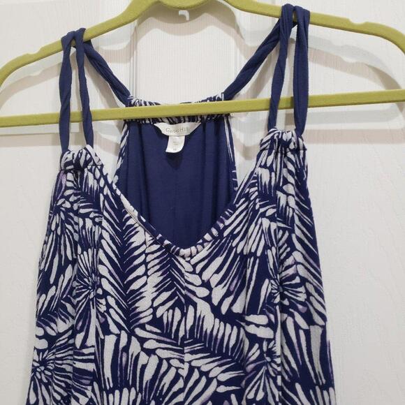Garnet Hill Womens Gauze Maxi Dress Size PS Blue White Batik Pattern Boho Beach - Picture 4 of 6
